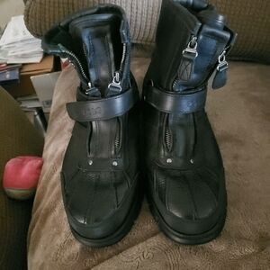 Polo Ralph Lauren Conquest HI III Mens Size 9D US Black Zip Up Leather Boots.